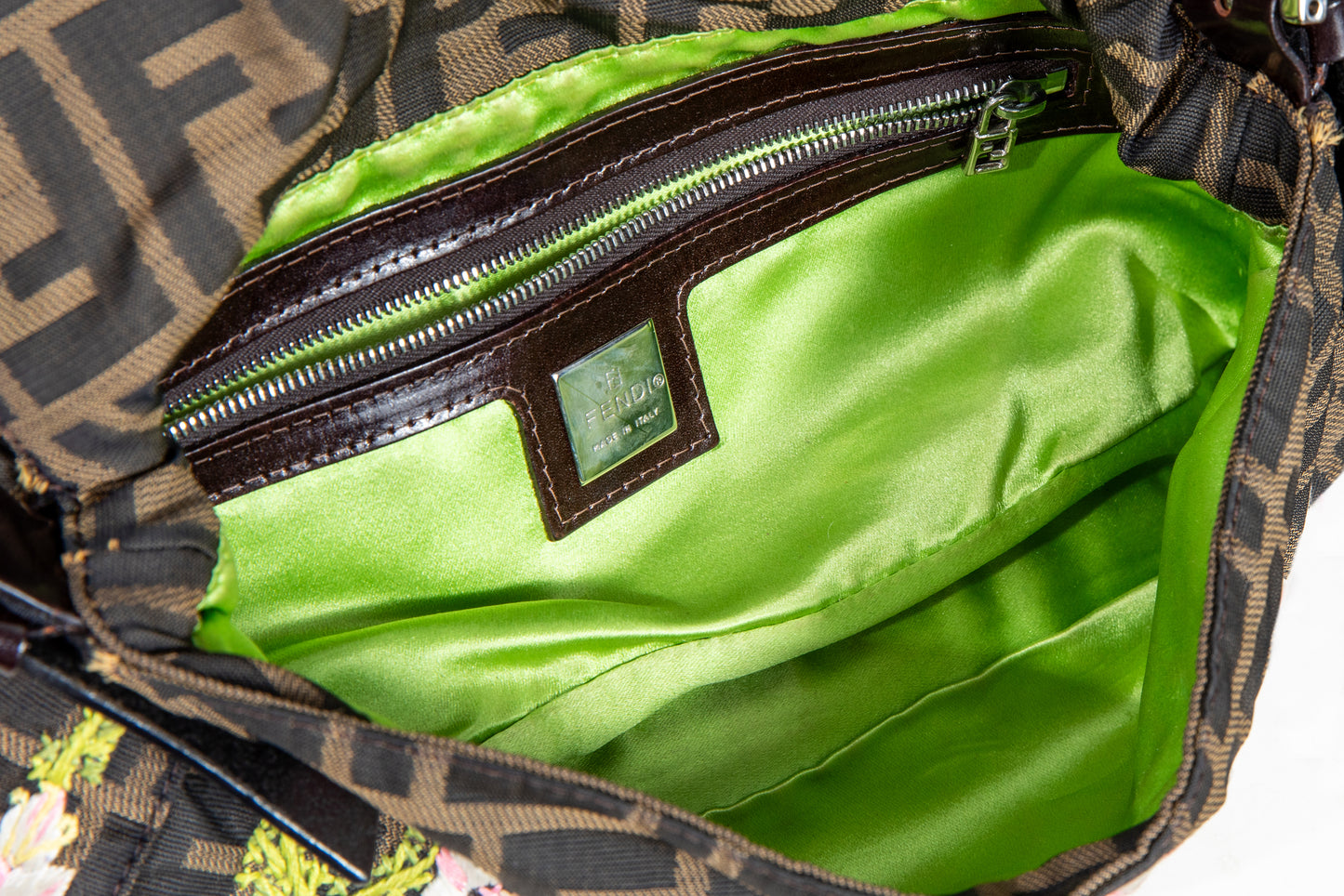 Fendi Zucca Flower Embroidered Bag